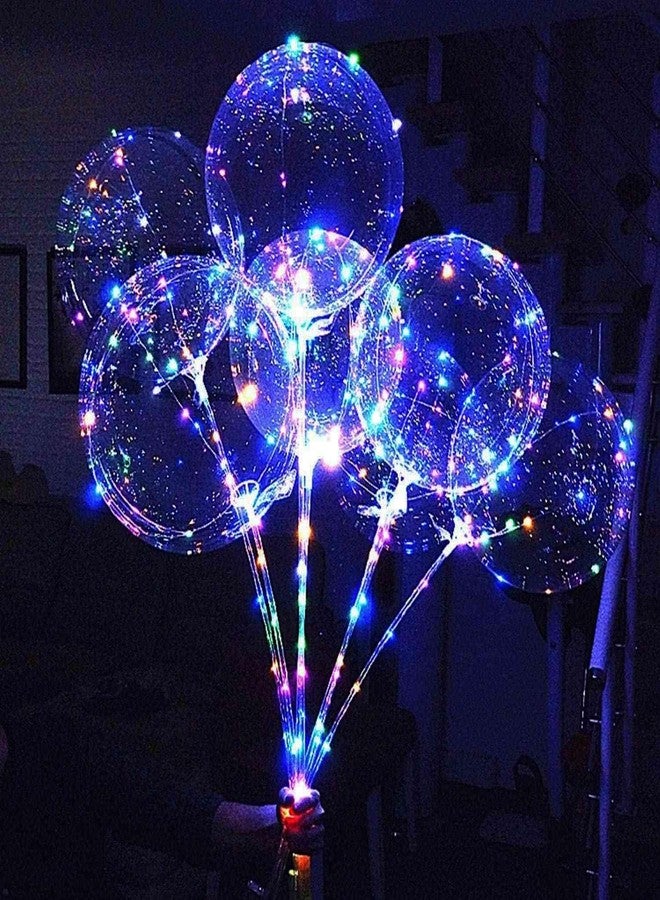 Hokoad 10 Pack LED Balloons with Sticks, 15Pcs 20 Inch Clear Bobo Balloons Light Up Helium Glow Bubble Balloon Lights for Party Supplies Valentines Decor (Colorful) - Image 4